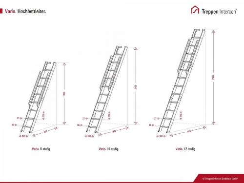 Raumspartreppe Intercon Vario technische Zeichnung