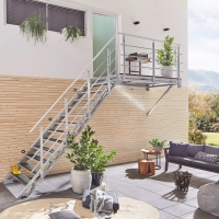 Vorschau: Balkontreppe Intercon® Hollywood | WPC Edition mit Sonderpodest | Lava-Anthrazit