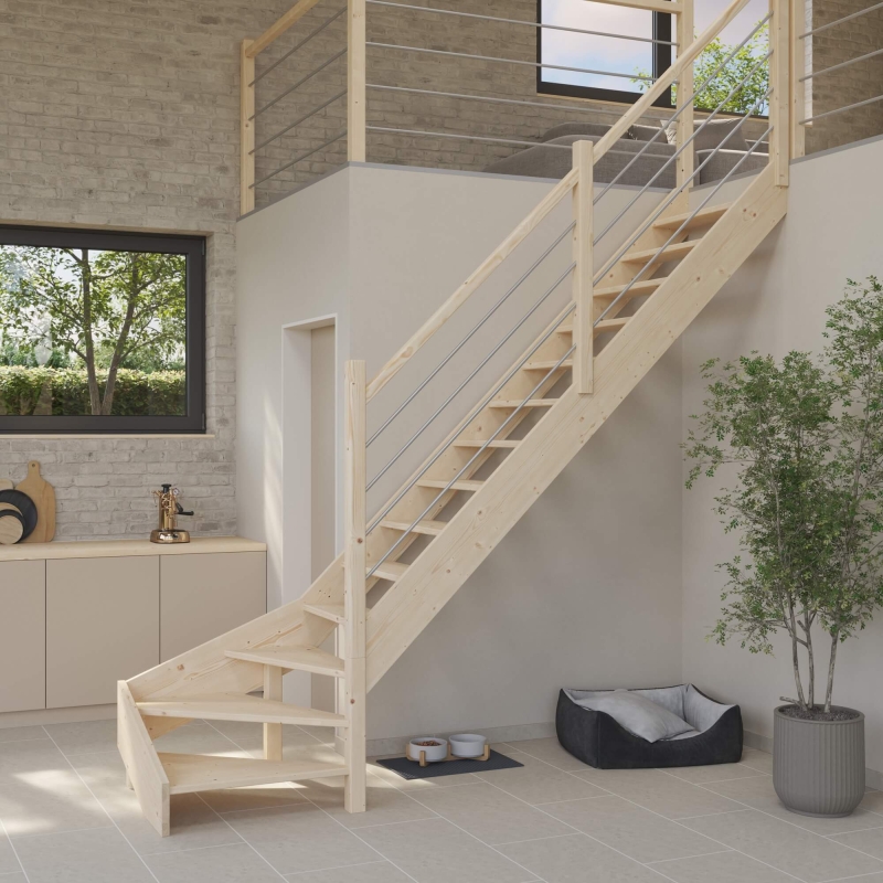 Massivholztreppe Intercon® Savoy | ¼ gewendelter Verlauf