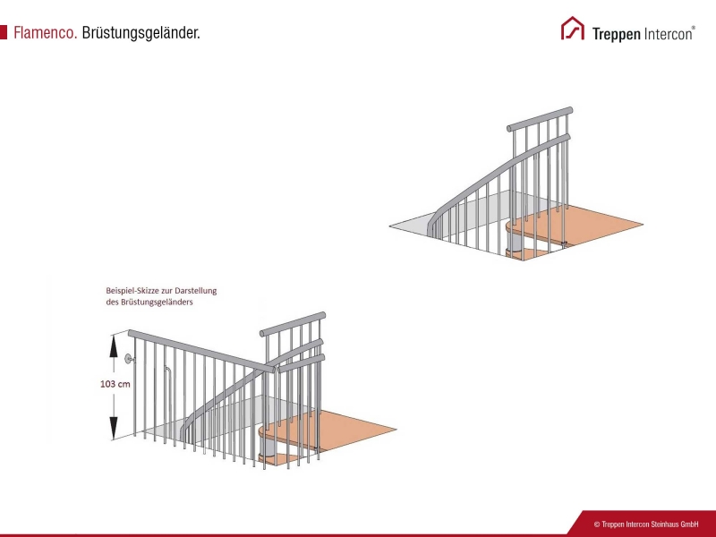 Brüstungsgeländer für Spindeltreppe Intercon® Flamenco